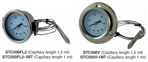 termometro in acciaio a bulbo e capillare
