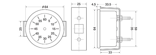 Panel mechanical timer with acoustic signal